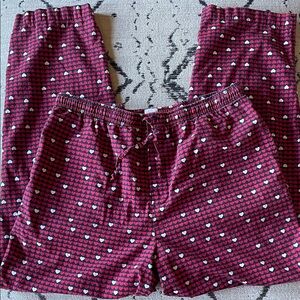 Gap Body Cotton Pajama Pants w/ Drawstring, Pockets, Hearts, Comfy, Size L